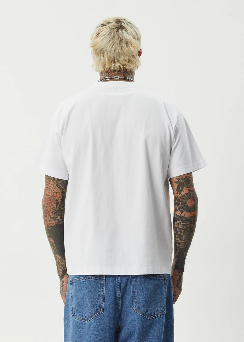 AFENDS Mens Genesis - Heavyweight Boxy Tee - White