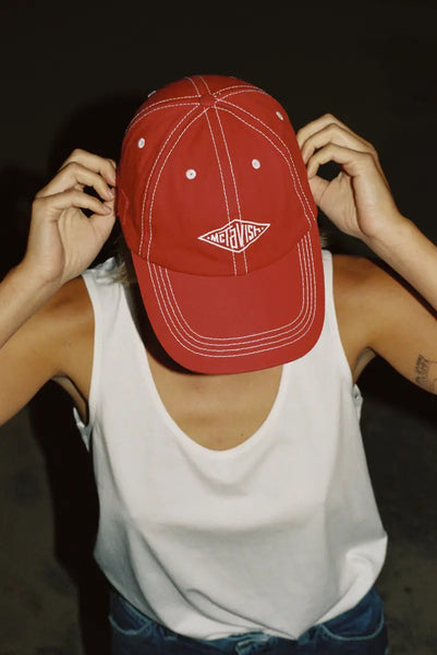 Stitched Diamond Cap - Red