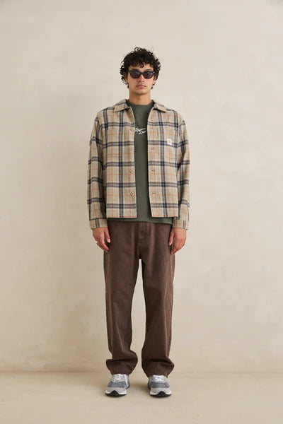Oscar Check LS Shirt - Stone