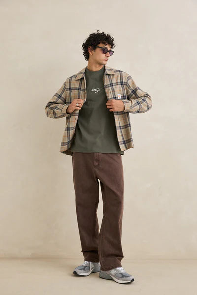 Oscar Check LS Shirt - Stone