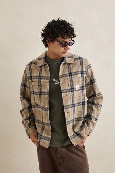 Oscar Check LS Shirt - Stone