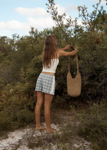 Lagoon Hemp Seersucker Short - Overcast Check