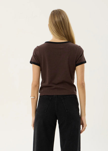 Carmen Hemp Ringer Tee - Coffee/Black