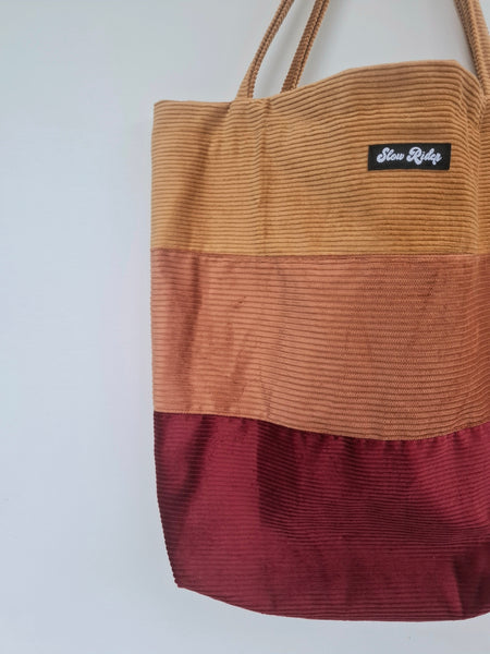 Oversized Panelled Tote - Red/Rust/Gold
