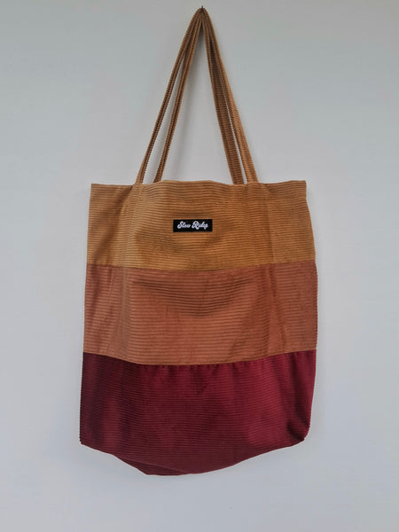 Oversized Panelled Tote - Red/Rust/Gold