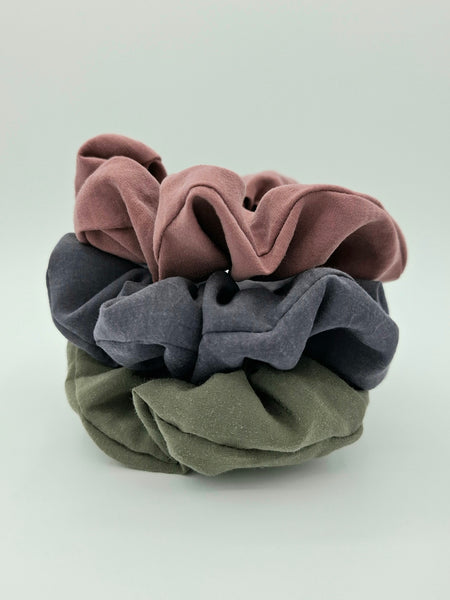 Scrunchie Cupro Vegan Silk 3pk - Rose/Charcoal/Sage