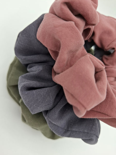 Scrunchie Cupro Vegan Silk 3pk - Rose/Charcoal/Sage