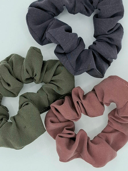 Scrunchie Cupro Vegan Silk 3pk - Rose/Charcoal/Sage