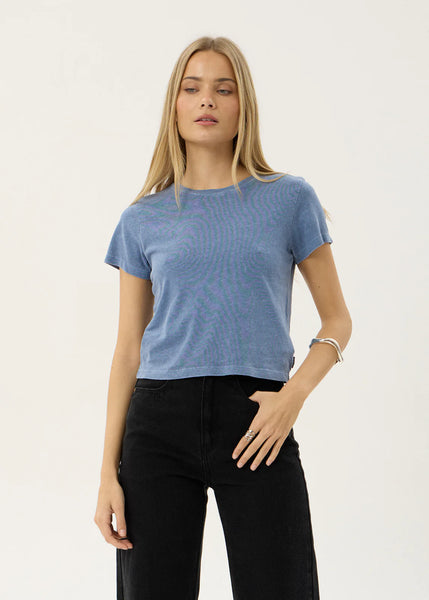 Carmen Hemp Baby Tee - Washed Slated Blue