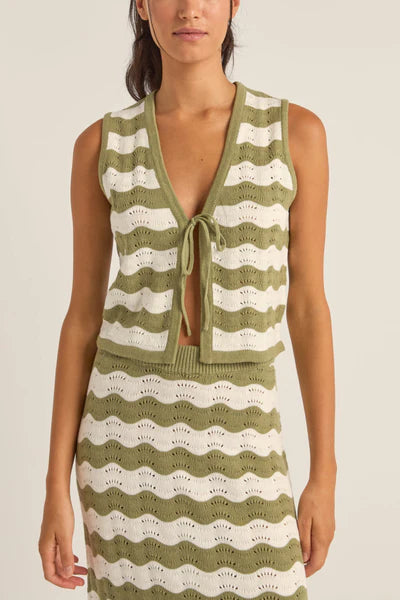 Carmen Stripe Knit Vest - Sage