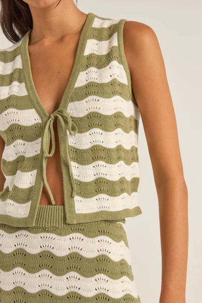 Carmen Stripe Knit Vest - Sage