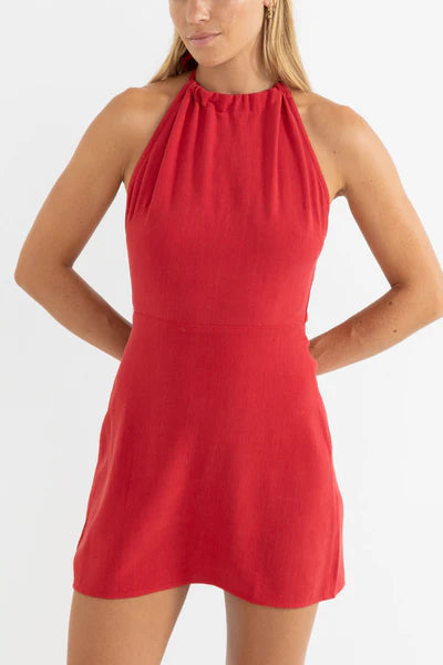 Nadia Halter Mini Dress- Fire