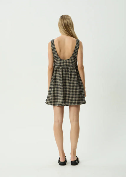Jesse Seersucker Mini Dress - Tan/Olive Check