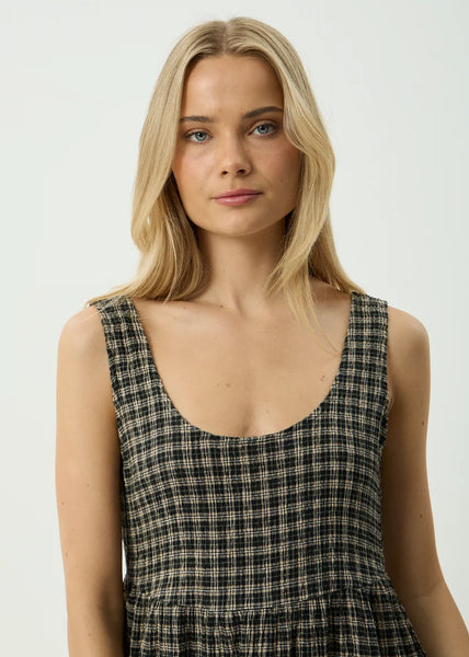 Jesse Seersucker Mini Dress - Tan/Olive Check