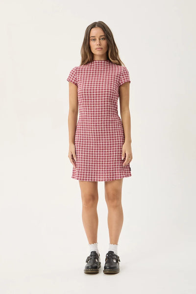 Elodie Seersucker Mini Dress - Base Burgundy Check