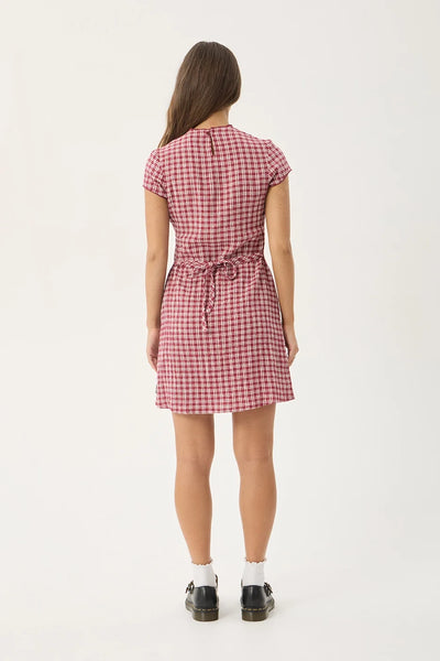 Elodie Seersucker Mini Dress - Base Burgundy Check