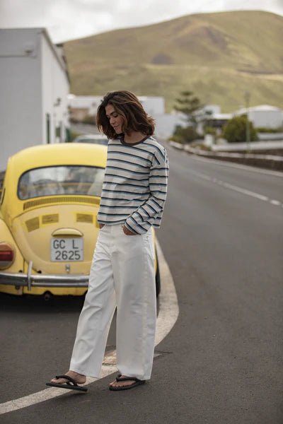 Porto Stripe LS Top - Grey