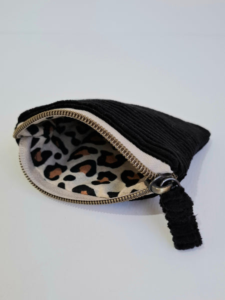 Cord Coin Pouch - Black Leopard