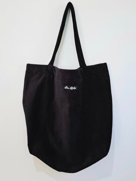 Oversized Cord Tote - Black Leopard