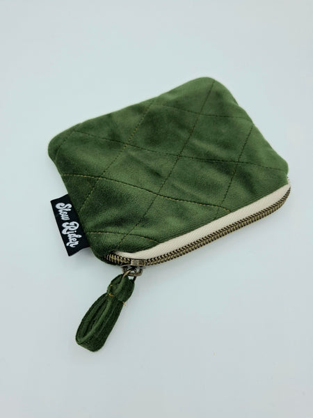 Velvet Coin Purse - Olive Green