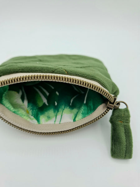 Velvet Coin Purse - Olive Green