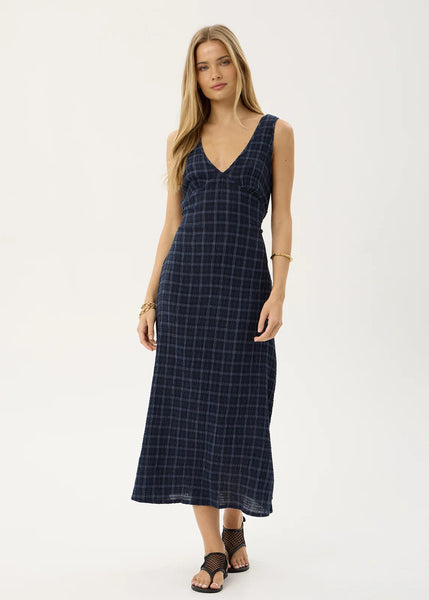 Tully Seersucker Maxi Dress - Thea Midnight Check