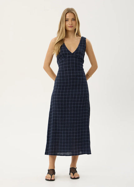 Tully Seersucker Maxi Dress - Thea Midnight Check
