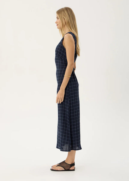 Tully Seersucker Maxi Dress - Thea Midnight Check