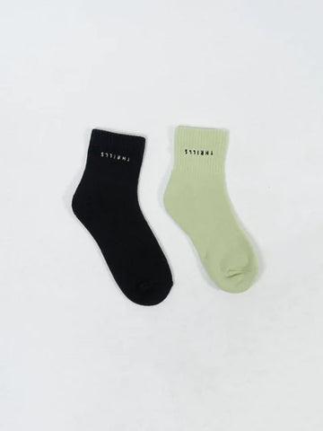 Minimal Thrills 2 Pk Socks - Pistachio/Black