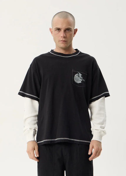 Heavy Parts Layered Waffle LS Tee - Stone Black