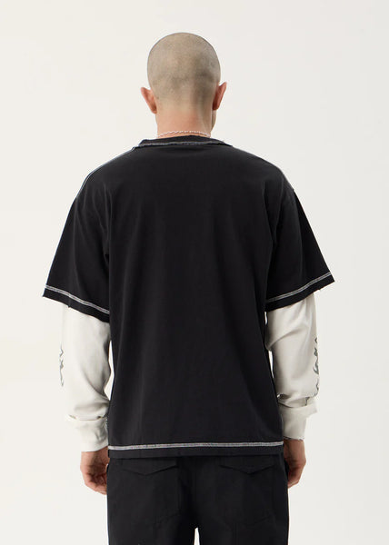 Heavy Parts Layered Waffle LS Tee - Stone Black