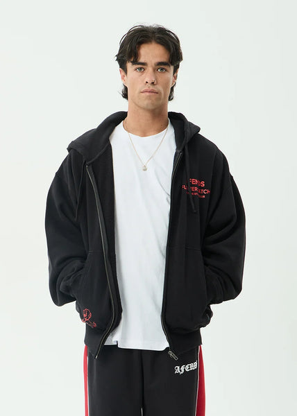 Flower Patch Boxy Zip Hood - Stone Black