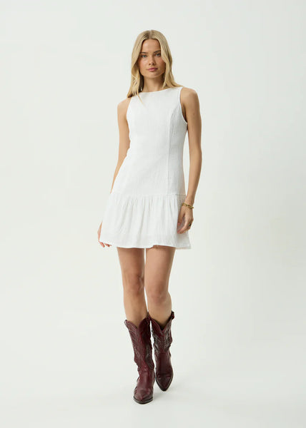 Focus June Hemp Seersucker Mini Dress - White