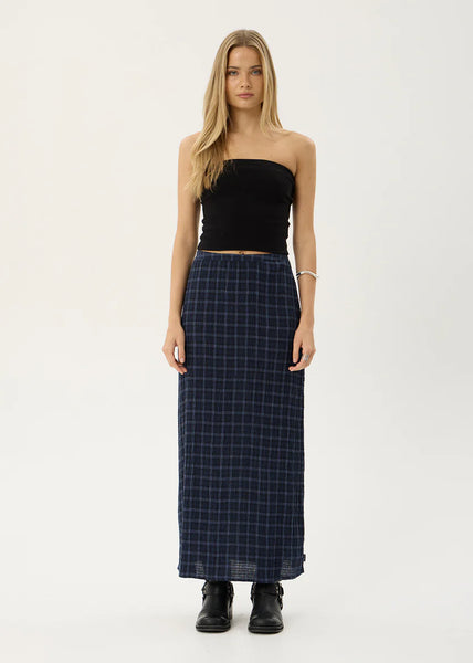 Lita Seersucker Maxi Skirt - Thea Midnight Check