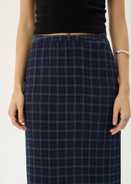 Lita Seersucker Maxi Skirt - Thea Midnight Check
