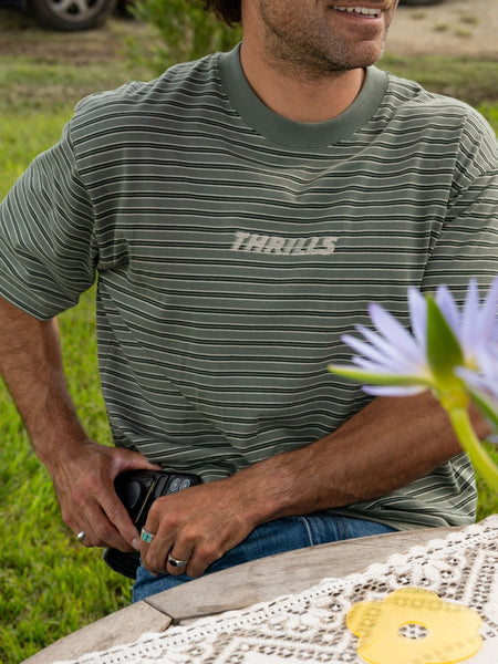 Built To Last Stripe Oversize Box Crop Tee in Beetle - image 1