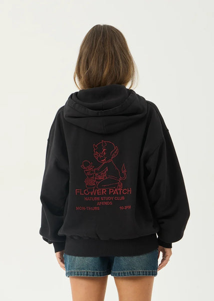 Flower Patch Boxy Zip Hood - Stone Black
