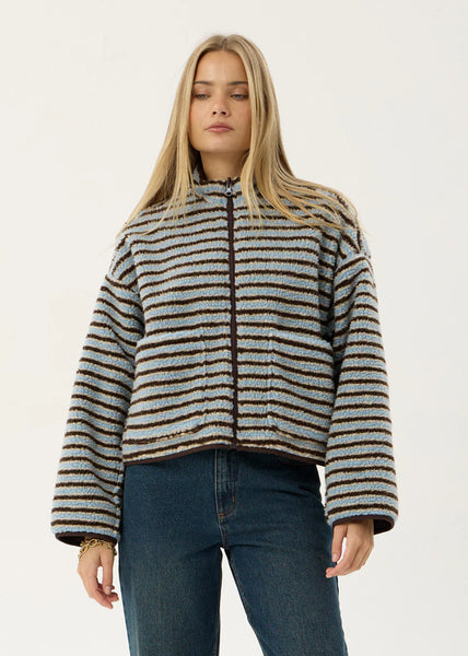 Berlin Reversible Jacket - Coffee/Blue Stripe