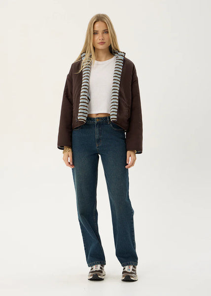 Berlin Reversible Jacket - Coffee/Blue Stripe
