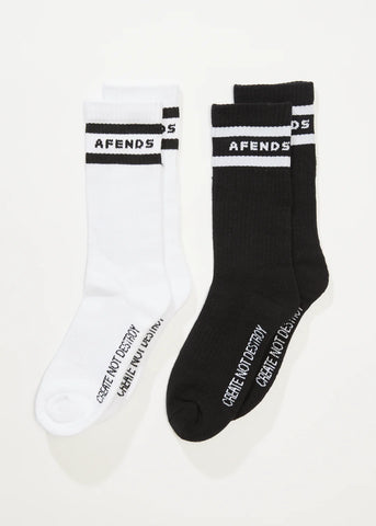 Create Not Destroy Socks 2pk - Blk/Wht