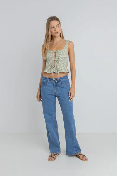 Gloria Tie Front Top - Green