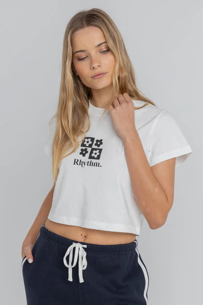 Flower Bed Cropped Tee - White