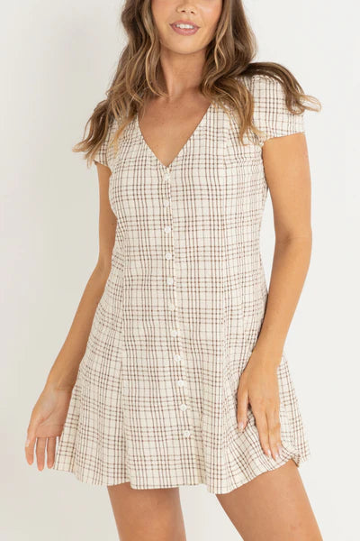 Rumi Check Mini Dress - Natural