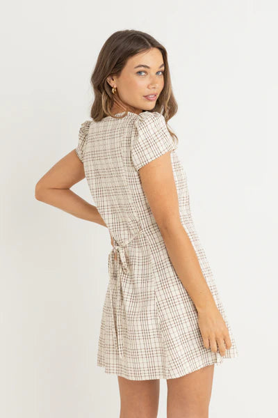 Rumi Check Mini Dress - Natural