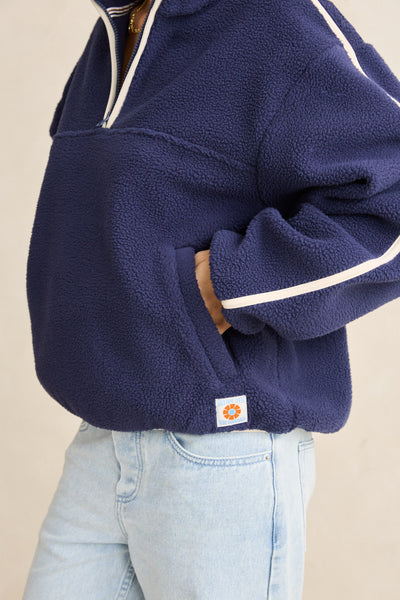 Camp Half Zip Sherpa Pullover - Ocean