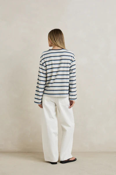 Porto Stripe LS Top - Grey