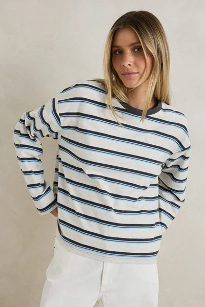 Porto Stripe LS Top - Grey