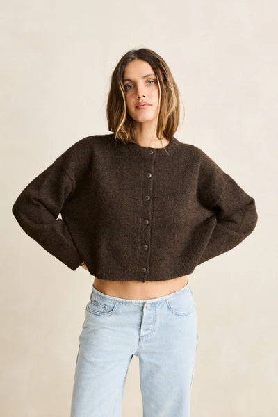 Estelle Fluffy Cardigan - Chocolate