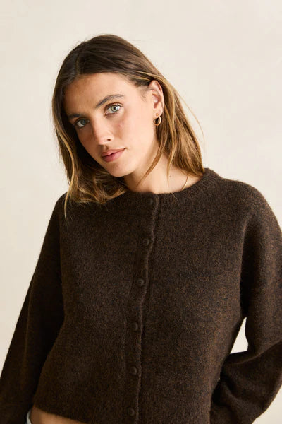 Estelle Fluffy Cardigan - Chocolate