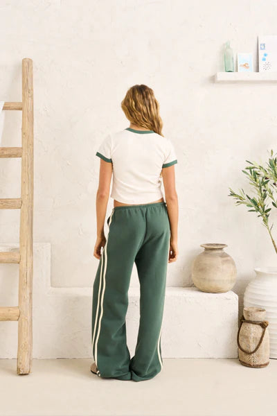 Embroidered Floral Tee - Natural/Hunter